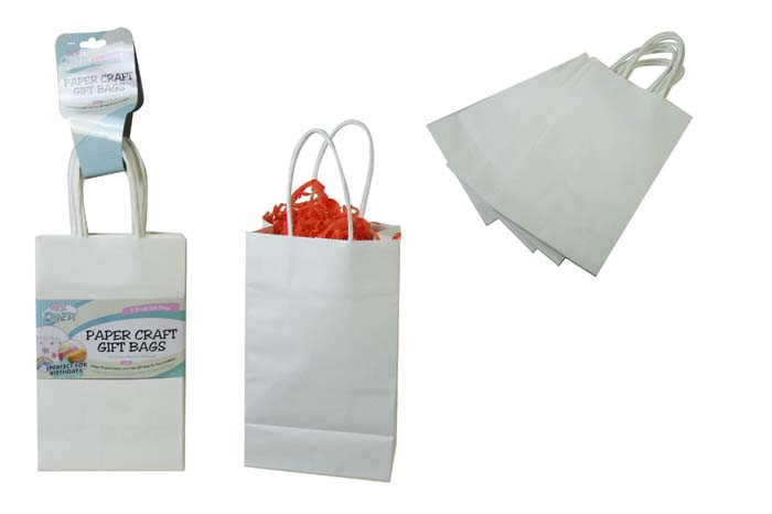 Paper Gift Bags 22x13x8.5cm White Pk4